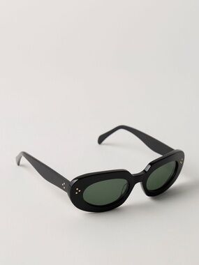 Free People NWT Black Oval Sunglasses Gold Dot Detail 100% UV
